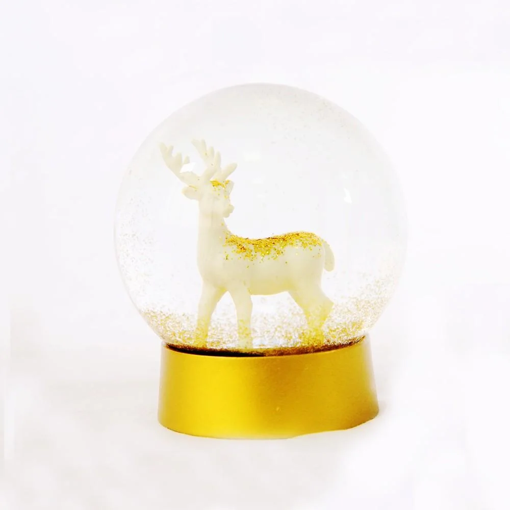 Dibujos Animados Cute figura interior Snowglobe reno de la base de resina de cristal personalizado Globo de Nieve manualidades