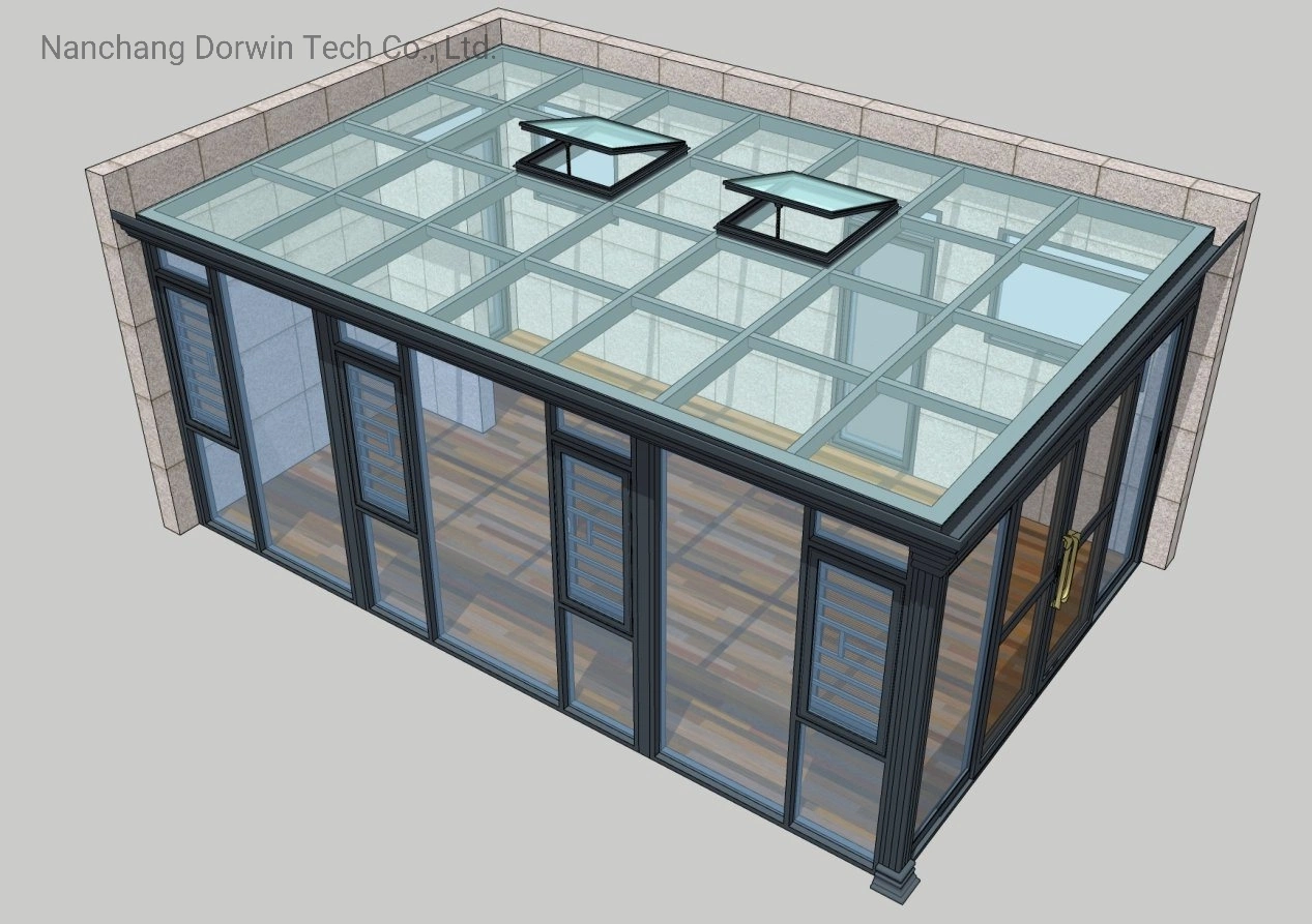 Slant Roof Ready to Assemble Sliding Swing Door Free Standing Aluminum Sunroom