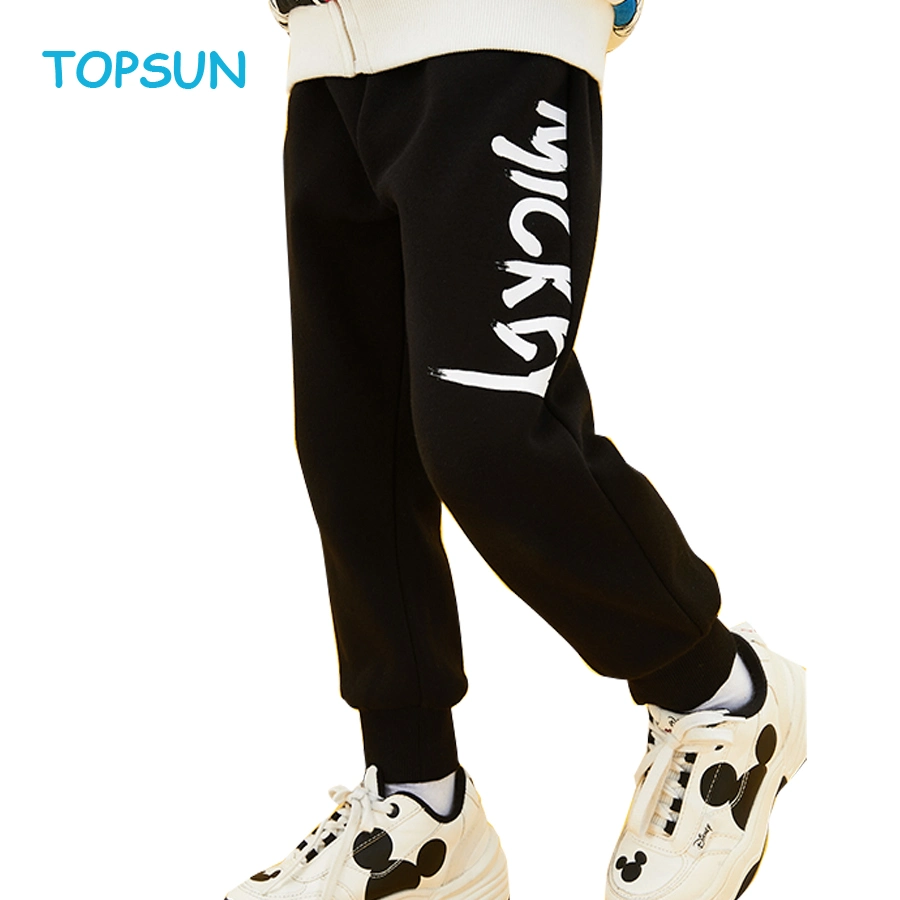 Spring Autumn Cotton Fleece Children Pants Print Logo Boy Girl Trousers