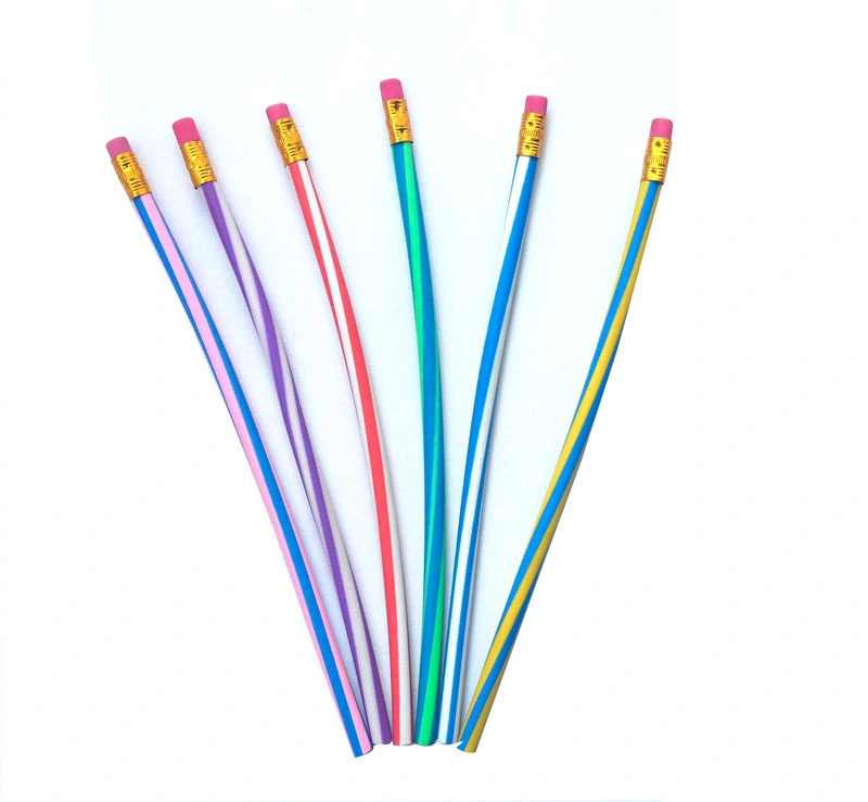 18cm Hb Promotional Gift Colorful Flexible Plastic PVC Twisted Pencil