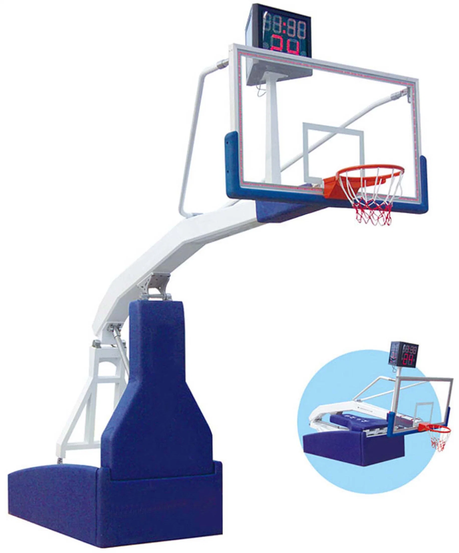 Hochwertige Elektrische Hydraulische Faltbare Basketball Reifen / Ziel / System / Standfuß Standard mit gehärtetem Glas-Rückwand