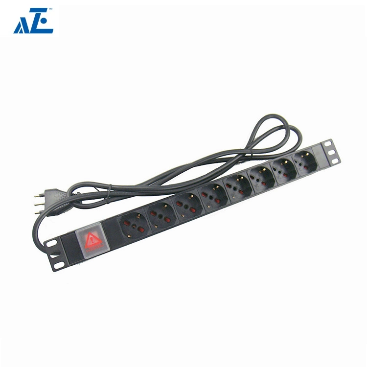 1.5u Rack Mount 6 Ways Germany & Italian PDU with 2p Circuit Breaker