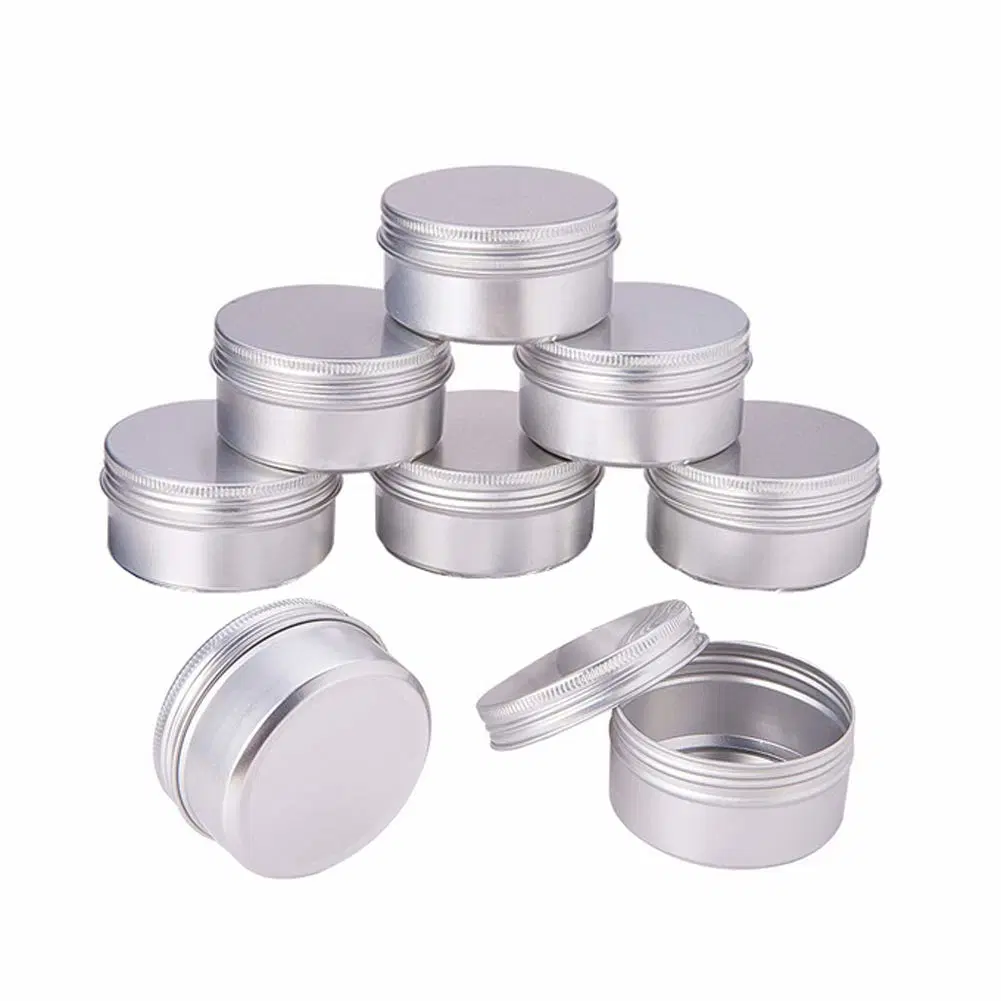 2oz 4 Oz Sliver Cosmetic Cream Lip Balm Candle Metal Can Jar Aluminum Tins for Scented Candle Spices Candy Gifts with Lids