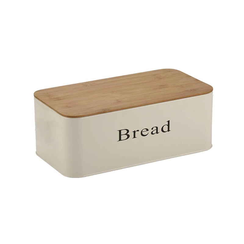 Kitchen White Metal Bread Box Bin