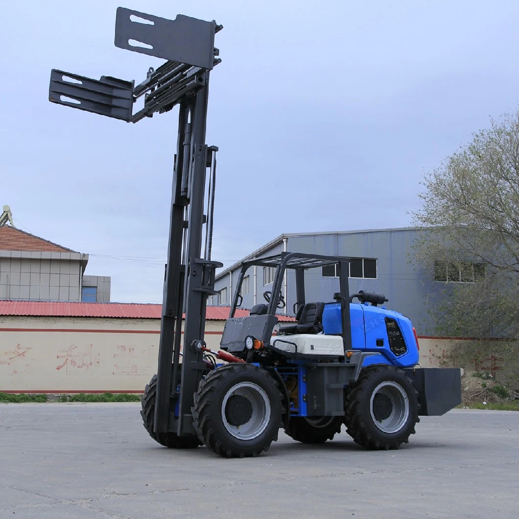China 4X4 Drive Forklift de la carretera tracción a las cuatro ruedas todos Equipo de manipulación de la carretilla elevadora de terreno 6 M manipulación de almacén aplicable