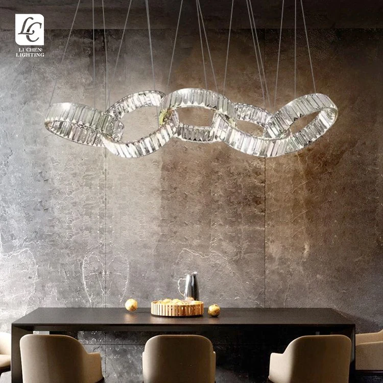 La décoration intérieure de style contemporain lustre Hotel Villa Mall de Luxe Bague pendentif cristal lampe LED