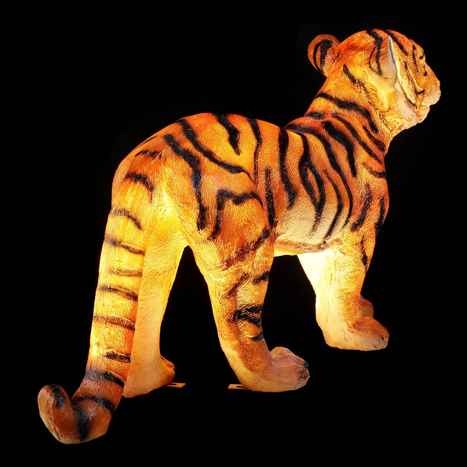Large Garden Simulation Resin Tiger Sculpture Life Size Glowing Fiberglass Wild Animal Statue Decor