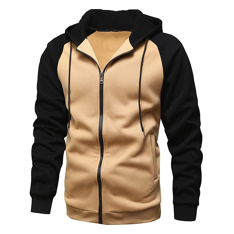 Factory Custom Zipper Hooded Fleece Color Matching Sports Men Cardigan Fleece Hoodies Street Wind Wholesale/Supplier Custom Logo Printed Plain Hoodies