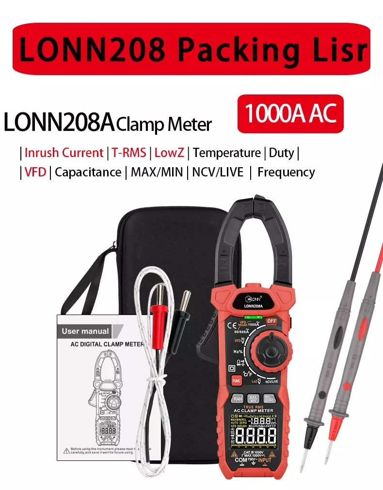 Clmp Meter 1000V 1000A Voltage Current Diode Continuity Resistancetong Tester Multimeter