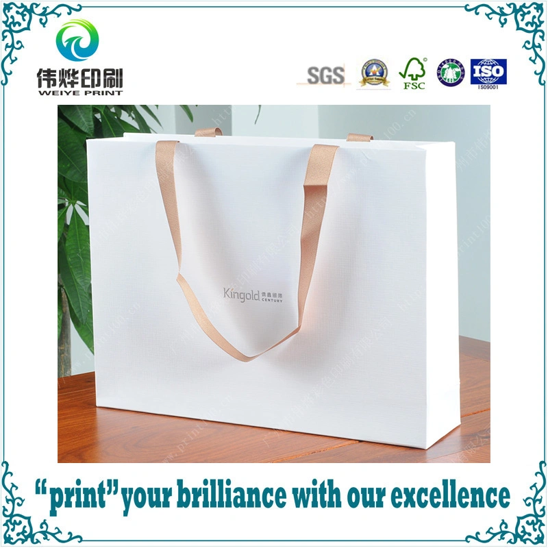 Custom High Quality Paper Printing Gift Bag with Ribbon Ropes