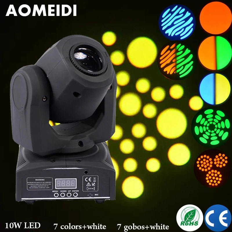 Mini disco, Luz LED 10W Foco Cabezal movible etapa