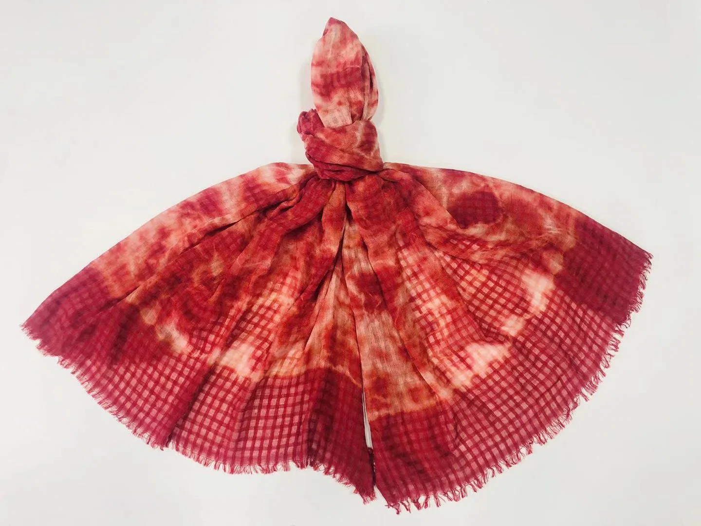 Ladies Fashion Red Tie Dye Scarf Viscose /Polyester Ruana Super Soft Shawl