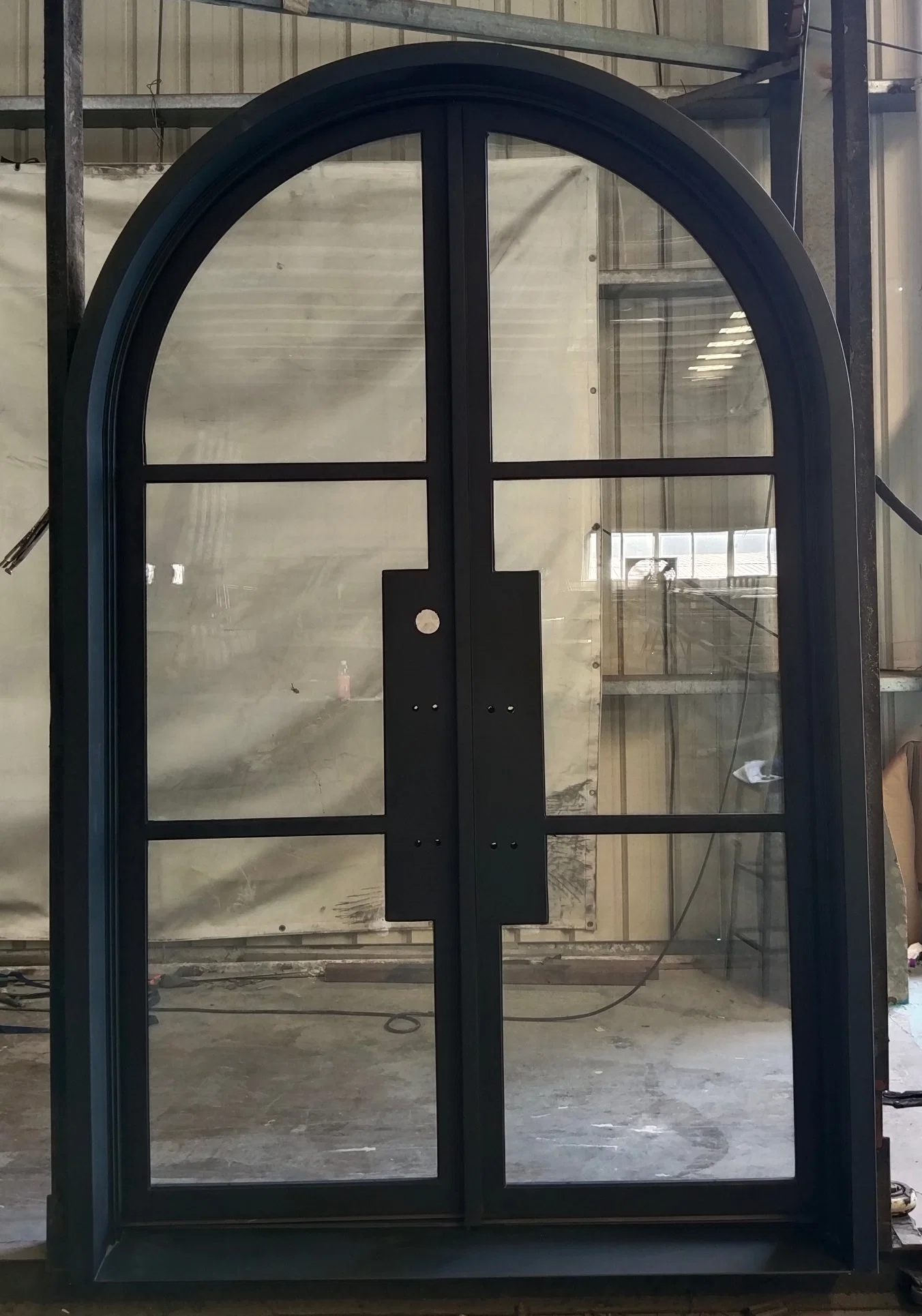 Arch Top French Metal Fixed Panel Wrought Iron Steel Doors Windows