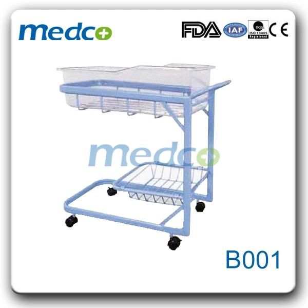 Hospital Movable Infant Bed Baby Cot, Medical Metal Adjustable Baby Crib