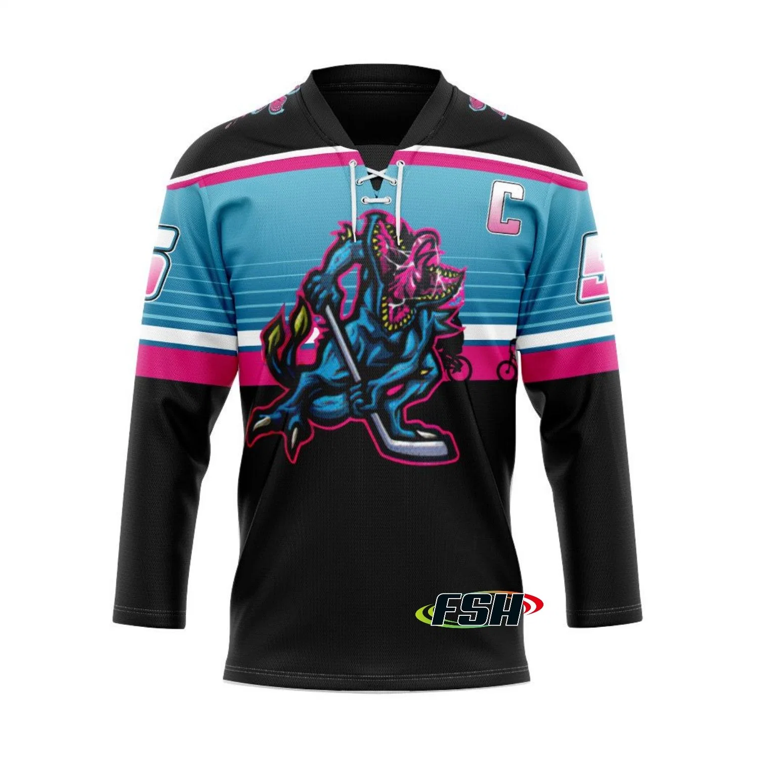 100% Polyester Cool Schnell Trocknend Leicht Custom Sublimation Printed Ice Hockeytrikot