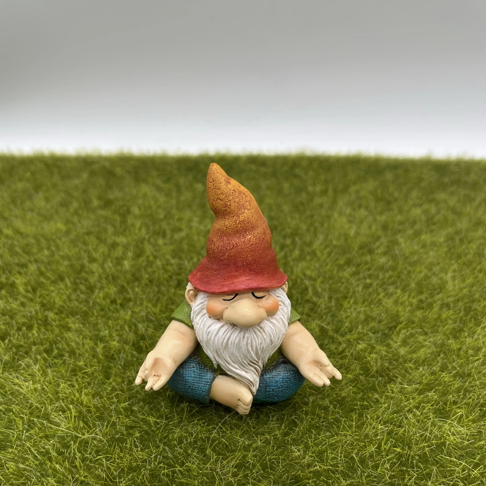 Los gnomos de jardín en miniatura de Hada Jardín al aire libre para decorar la casa El yoga Gnome