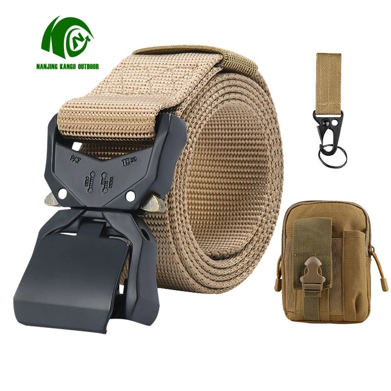 Kango Custom Men Tactical Fabric Webbing Nylon Belt with Quick Release Buckle Canvas Belt