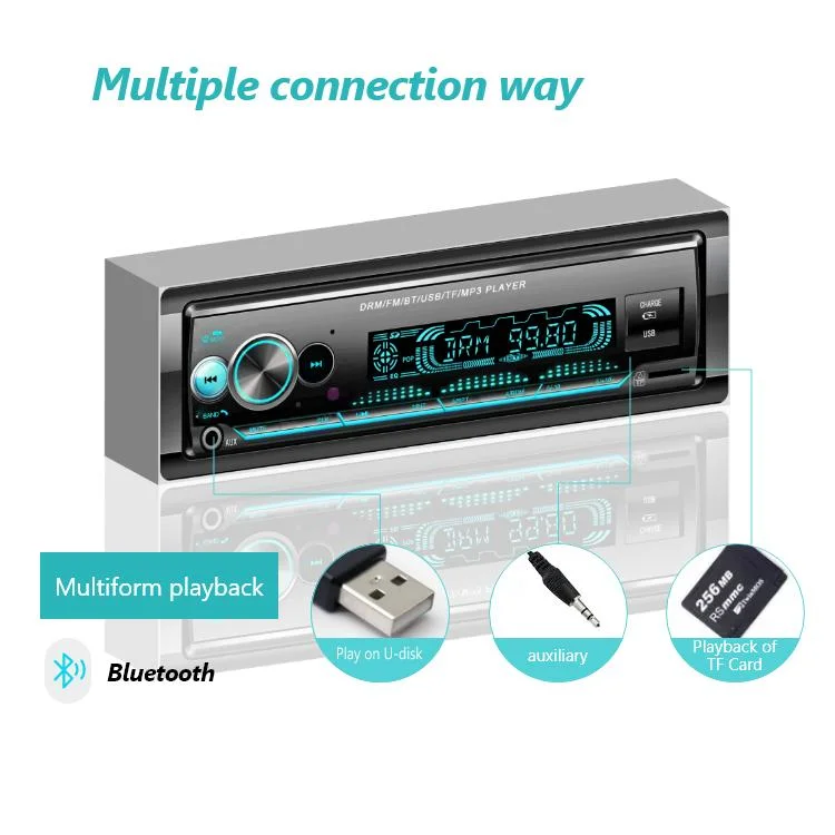 DRM Audio estéreo USB SD FM Radio coche reproductor de MP3 con Bt