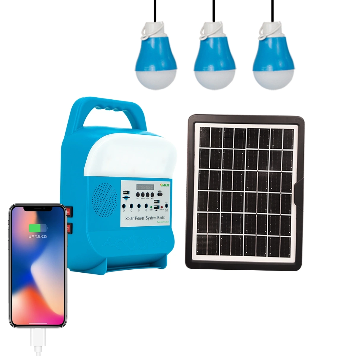 Lampe solaire d'extérieur à économie d'énergie ampoule LED rechargeable solaire portable Panneau d'alimentation éclairage extérieur allume-cigare solaire 585
