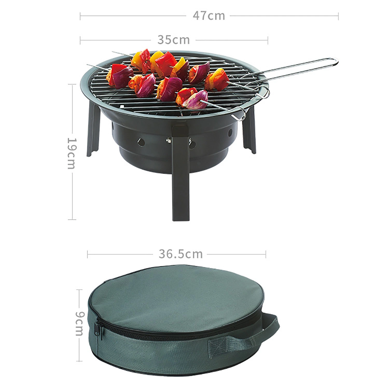 Mini BBQ Camping Grill with Bag Collapsible Charcoal Wood Griller Esg22471