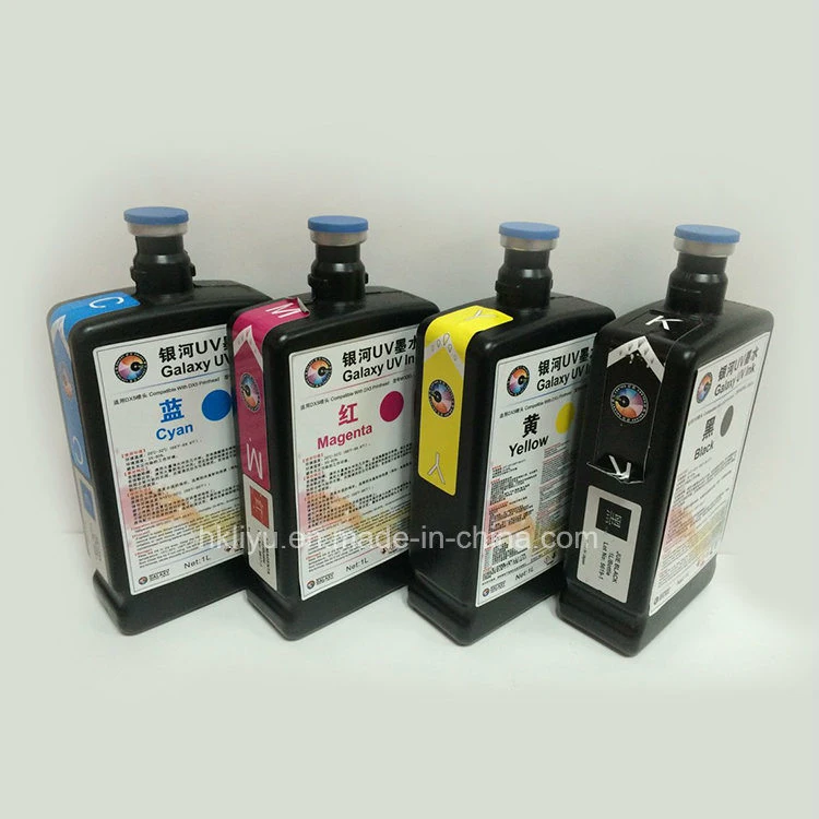 Original feito no Japão tinta UV Galaxy para DX5 Head C, M, Y, K W F incluída Flush 1L/frasco DX5 tinta UV Galaxy