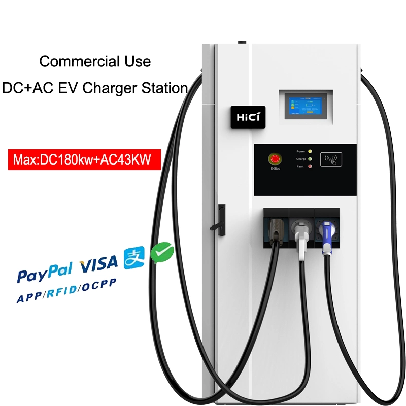 60kw/120kw/180kw Ocpp 1.6j Chademo, CCS2, Type 2 DC+ AC Connector EV Car Charging Station Charging Pile for Outdoor Commercial Use