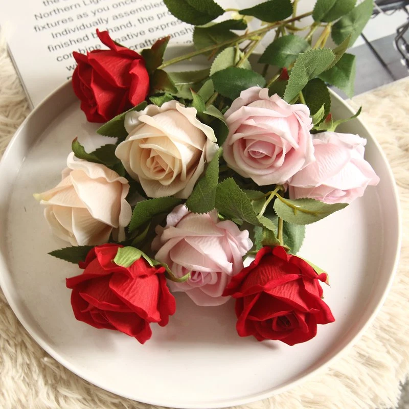 Whole Sales Rose Wall Flannelette Rose Pearl Imitation Flower Home Decoration Holiday Wall Plant Wal, Indoor Vase, Wedding Table Flower