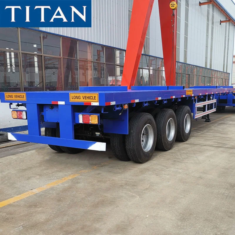 New Flatbed Trailer Flat Bed Semi Truck Container Shipping Transport 3/4 Axle 40/48 FT Foot 12m From China Manufacture