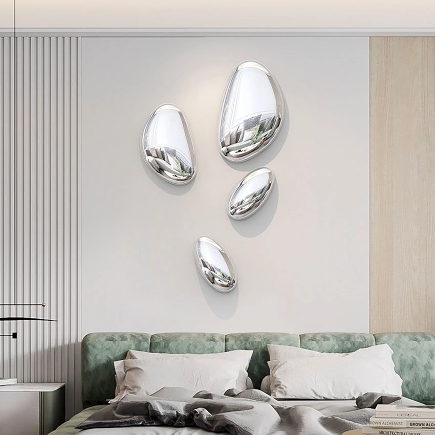 Interior Design Modern Decoration High Glosy Stainless Steel Stone Wall Sculpture Decor