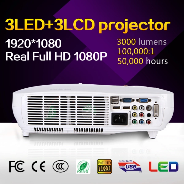 3LCD 3LED High quality/High cost performance  3000 Lumens Mini Projector