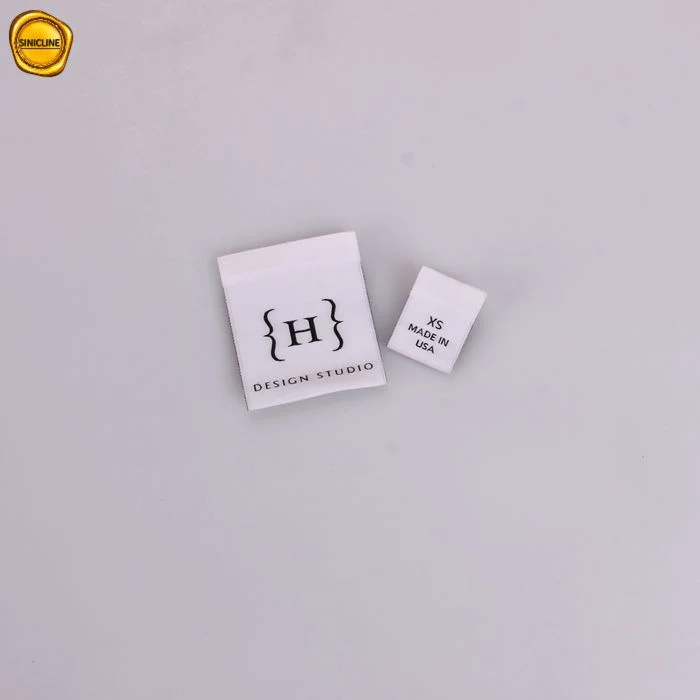 Sinicline Center Fold White Woven Labels Tags with Clothing Size