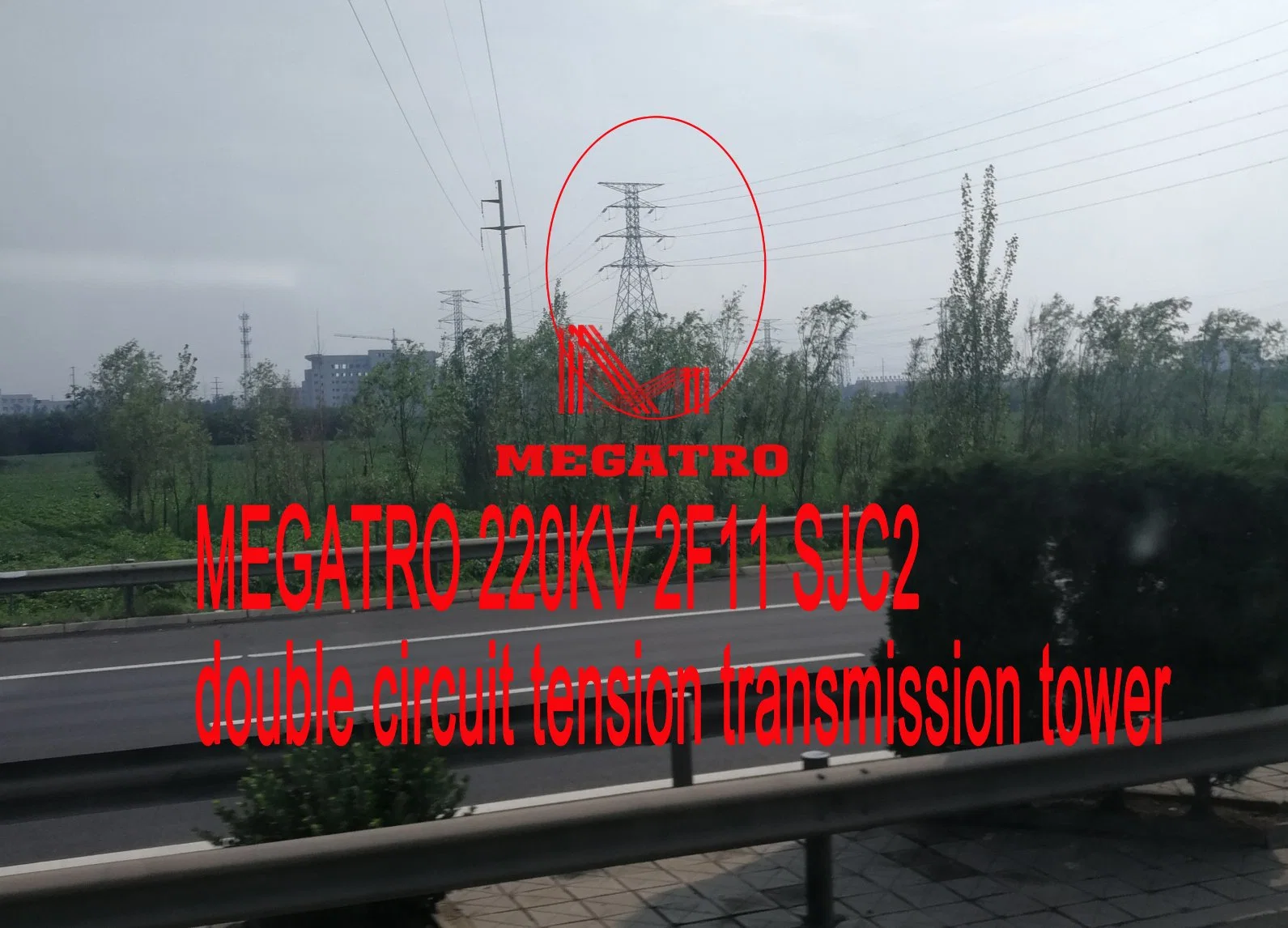 Megatro 220kv 2F11 Sjc2 tensión de la torre de transmisión de doble circuito