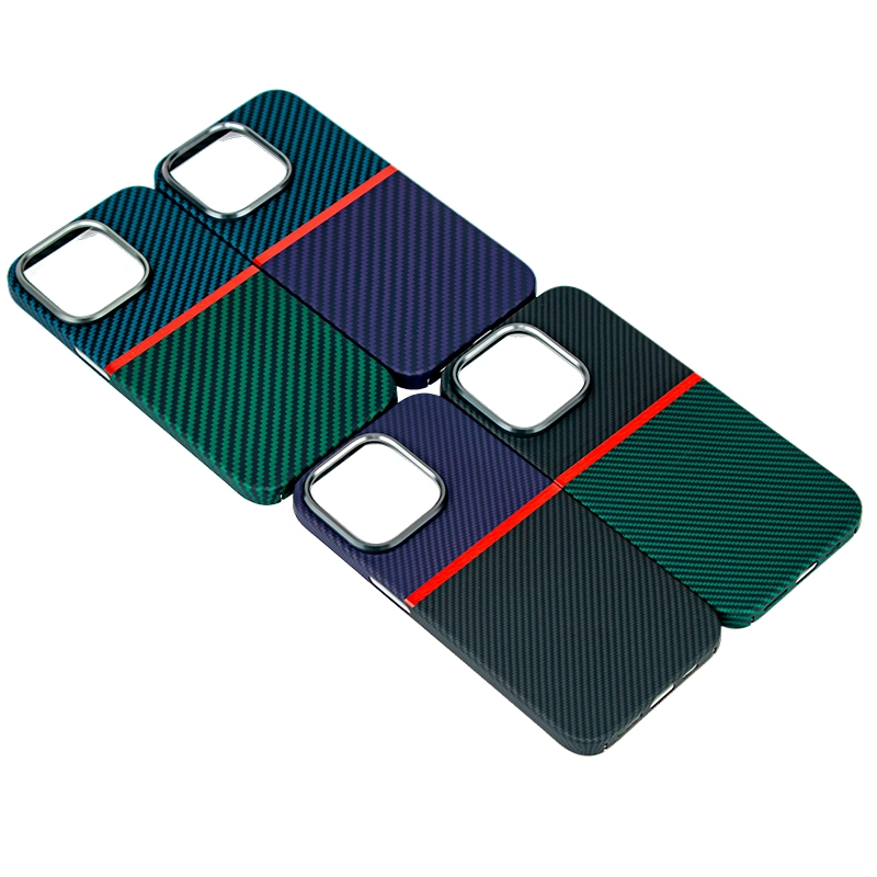 New Two-Color Splicing Personalized Fashion Business Aramid Fiber Phone Case for iPhone 14 PRO Max