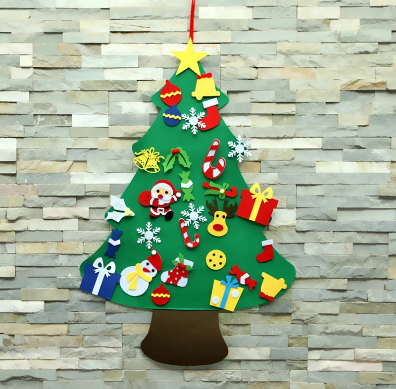 3FT DIY Felt Christmas Tree Set Plus Snowman Advent Calendar - Xmas Decorations Wall Hanging 33 Ornaments for Kids Gifts