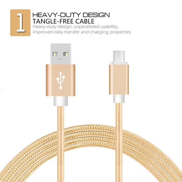 1m/2m Cell Phone Braided Charging for Phone USB Cable Fast Charger Cable