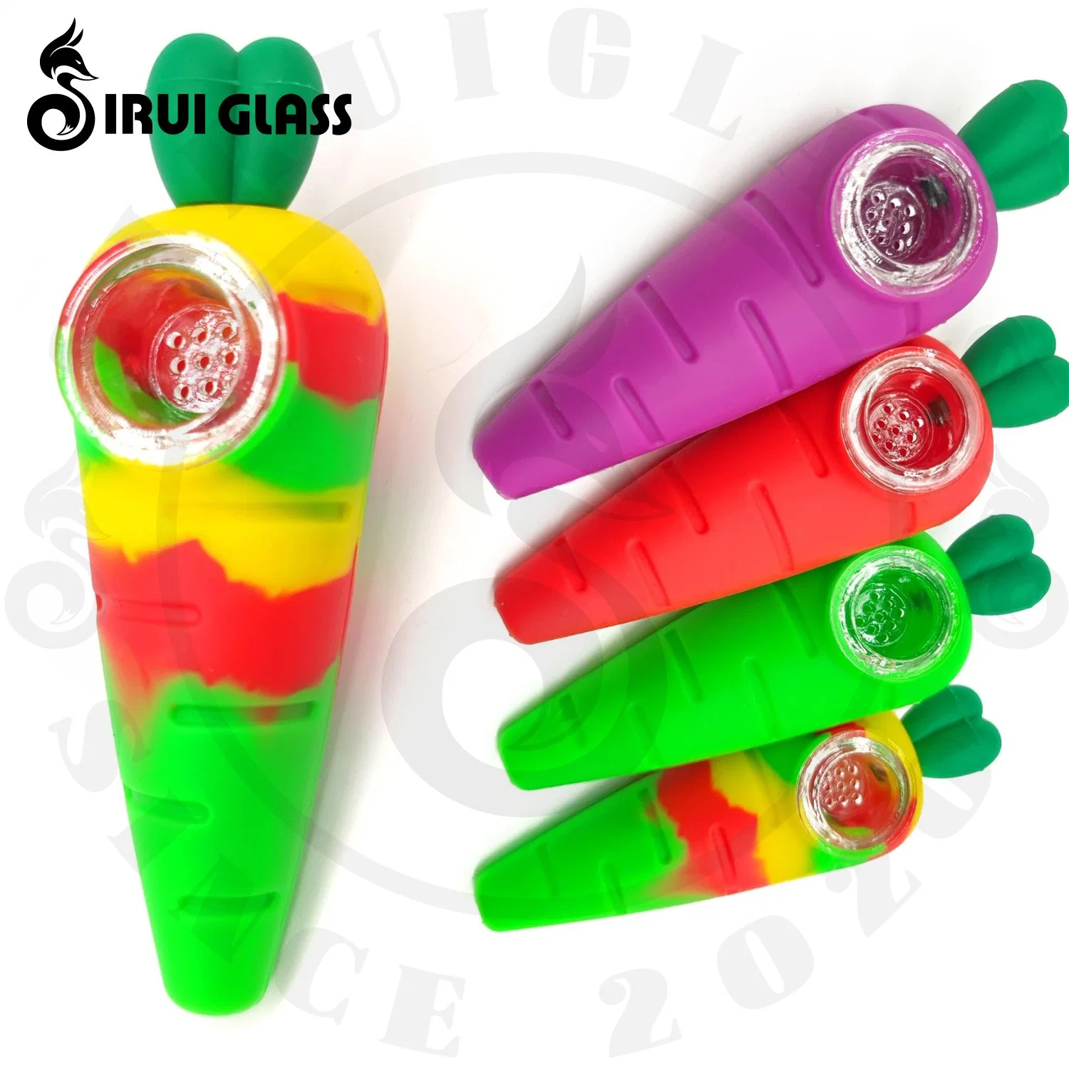 Sirui Silikon Hand Pipe China Großhandel Glas Rauchen Wasserpfeife Shisha Hookah Rauchen Glas Öl Burner Pipe Portable Karotten Essen Silikon-Rauchrohr