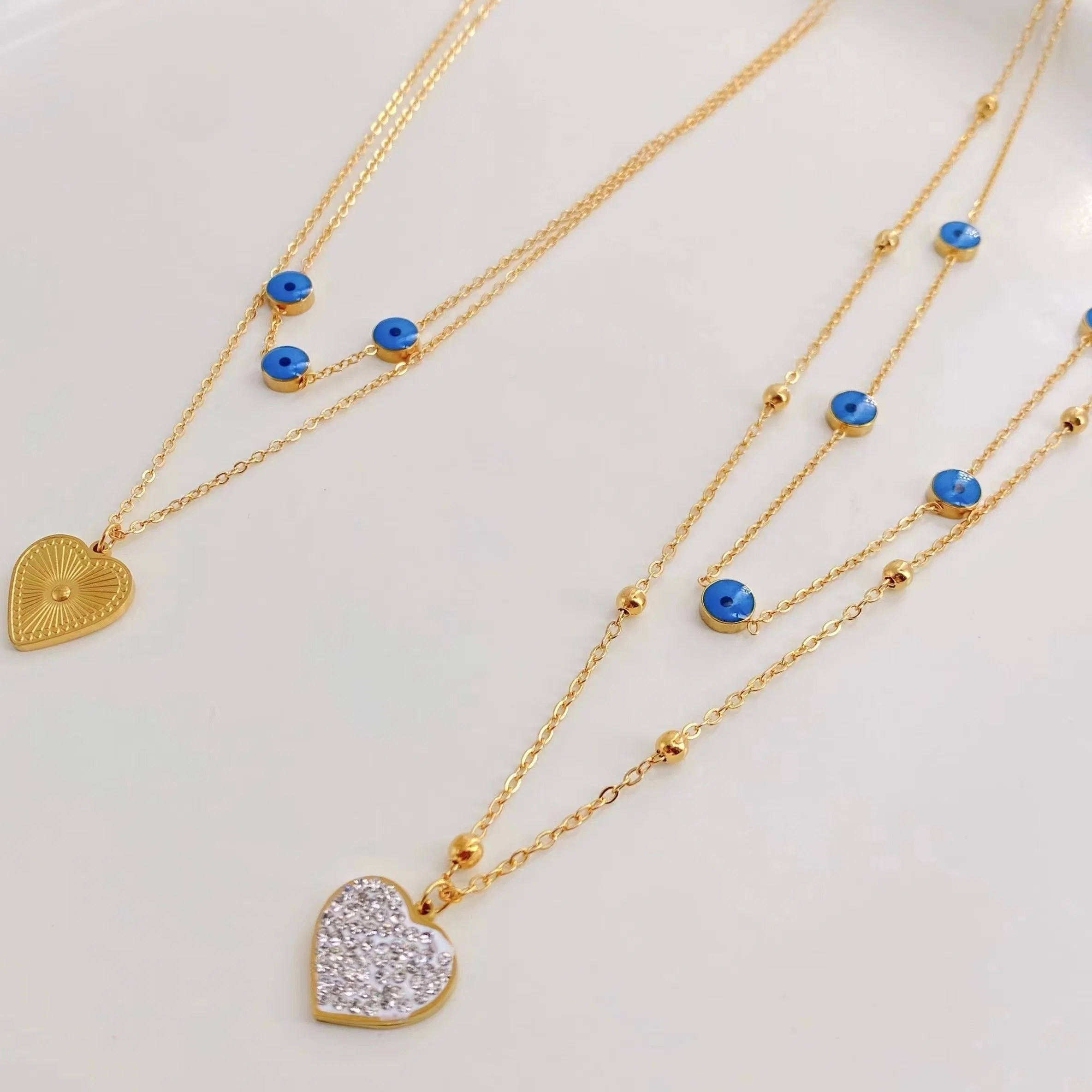 Chaîne de perles de cristal personnalisé Diamond Collier Pendentif Coeur de pierre précieuse pour les femmes