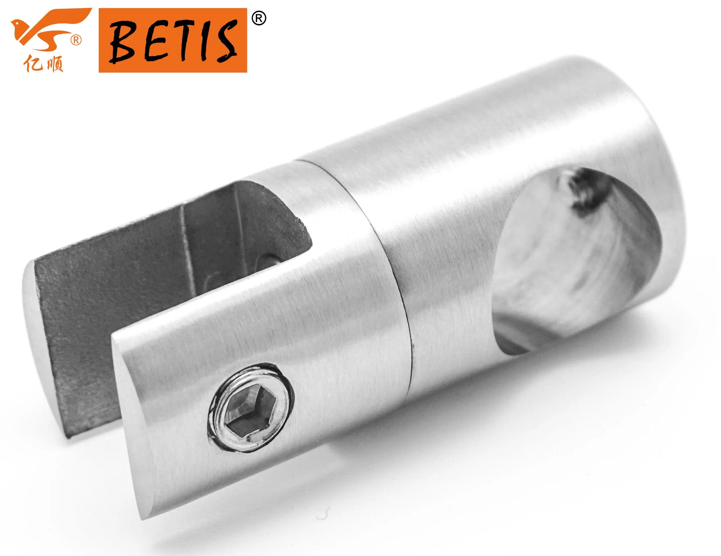 Brushed-Stainless Glass Connecting Clip for Shower Enclosure &Oslash; 19mm Support Bar