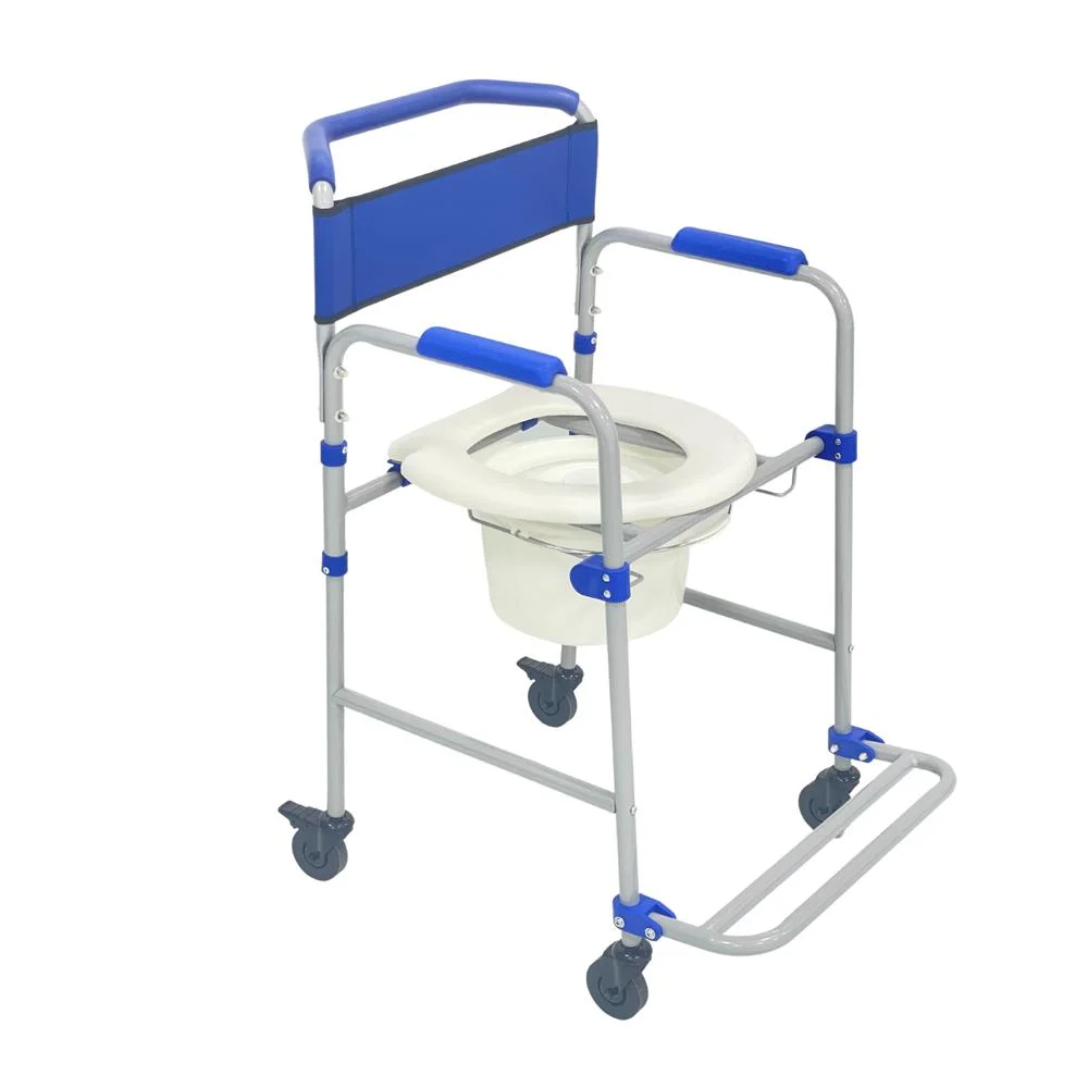 Factory Price OEM Customized New Design Foldable Steel Commode Transfer Chair with Seats and Potty