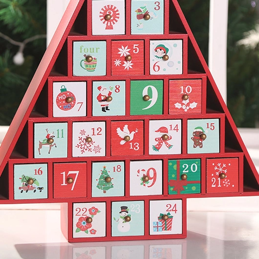 New Christmas Countdown Desktop Decoration Calendar Wooden Small Gifts