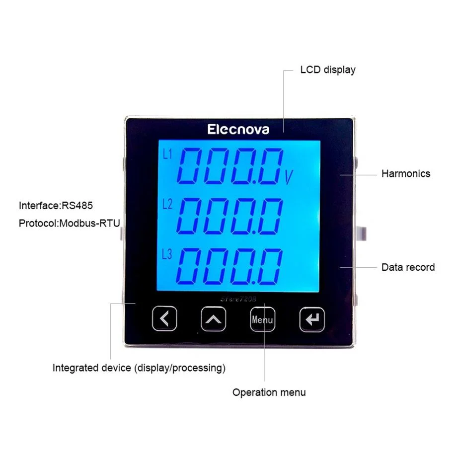 LCD Three Phase Digital Power Quality Analyzer Data Logger 96*96mm Energy Meter