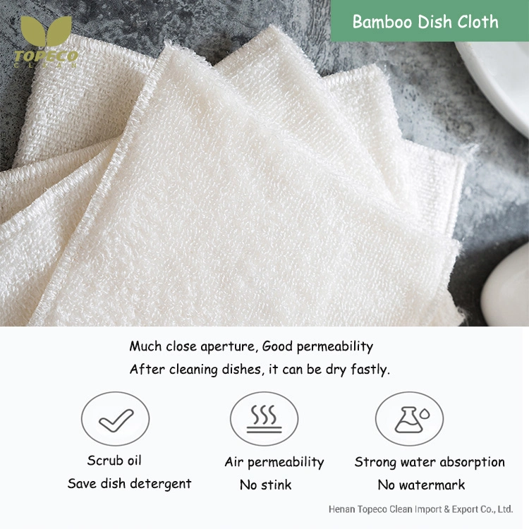 Topeco Dish Cleaning Bamboo Fiber Cloth Towel Non-Stick Oil White Wash Cloth