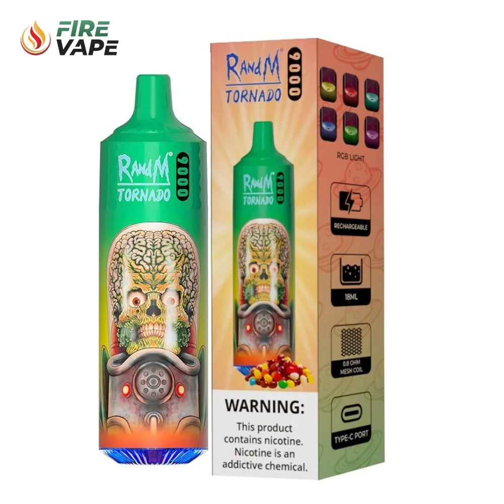 2023 Hot Selling Best 9000 Puff 43 Classical Flavors with 18ml E-Liquid & Type-C Rechargeable Fancy Flashing LED Lights Disposable E Cigarette Randm Tornado 900