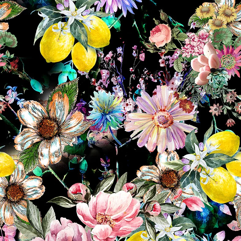 Fine Quality Woven Digital Printing Floral Habotai Pure Silk Fabric