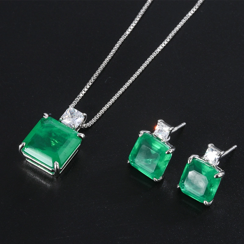 Wholesale/Supplier Emerald Fusion Stone Brass Fashion Jewelry Set