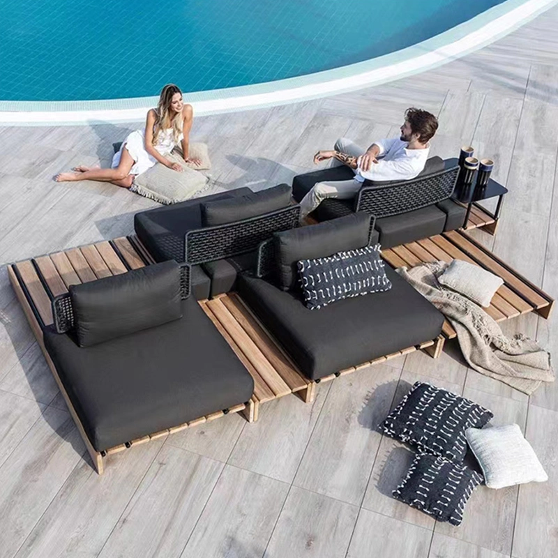 Modern Luxury Outside Teak Wood Garden Sofa Set Patio Outdoor Furniture