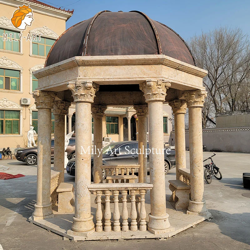 Outdoor Garden Decoration Hand Carved Marble Gazebo for Sale