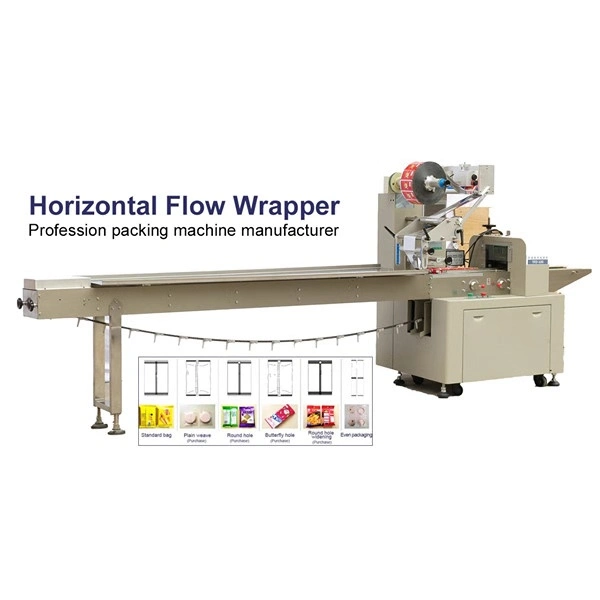 Horizontal automática de caudal tipo almohada de embalaje de alimentos de la máscara facial/Biscuit/Wafer/Cookie/Pan tres Directa de Fábrica de servo