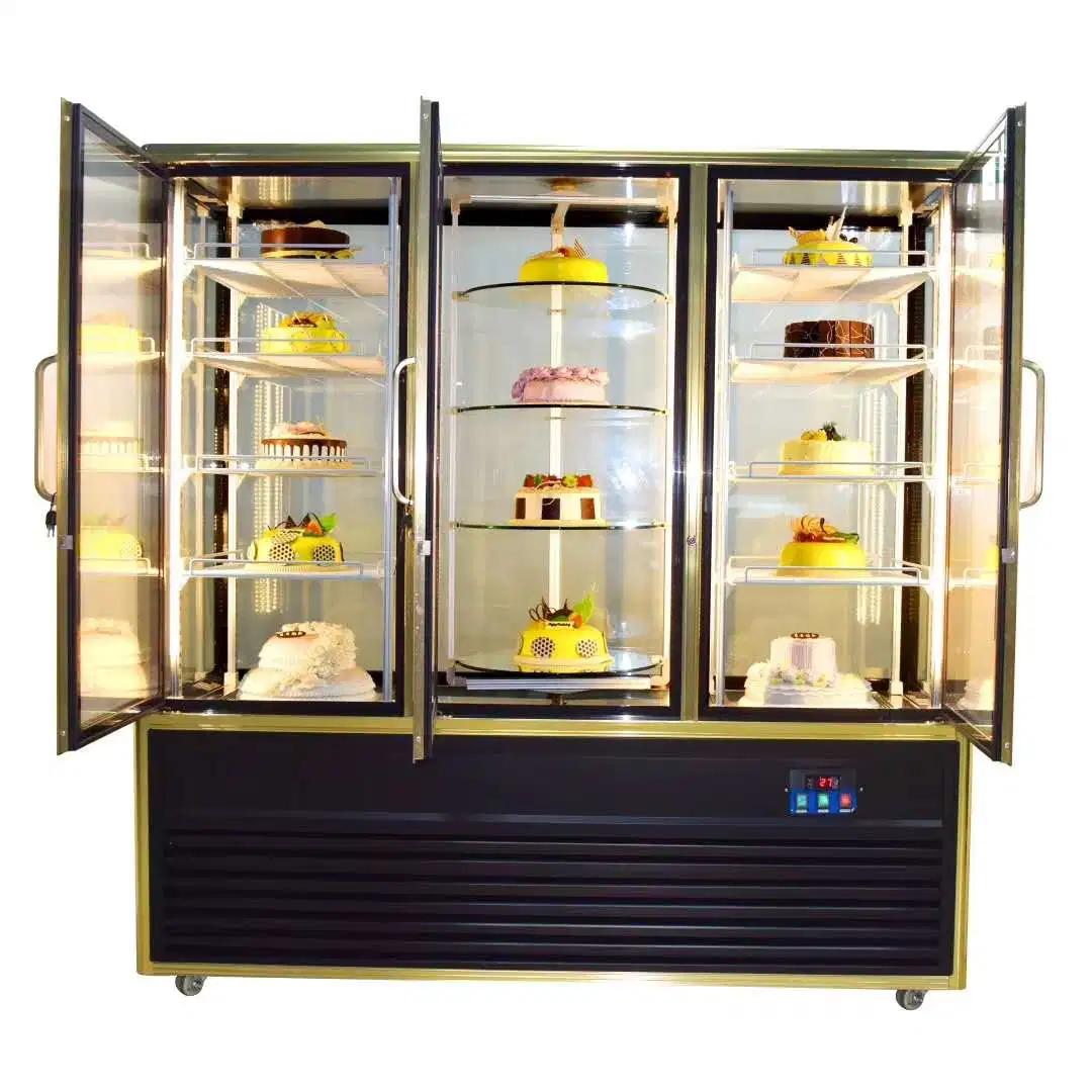 Four-Sides Glasses Vertical Kitchen Display Freezer for Cake Sandwich Pastry