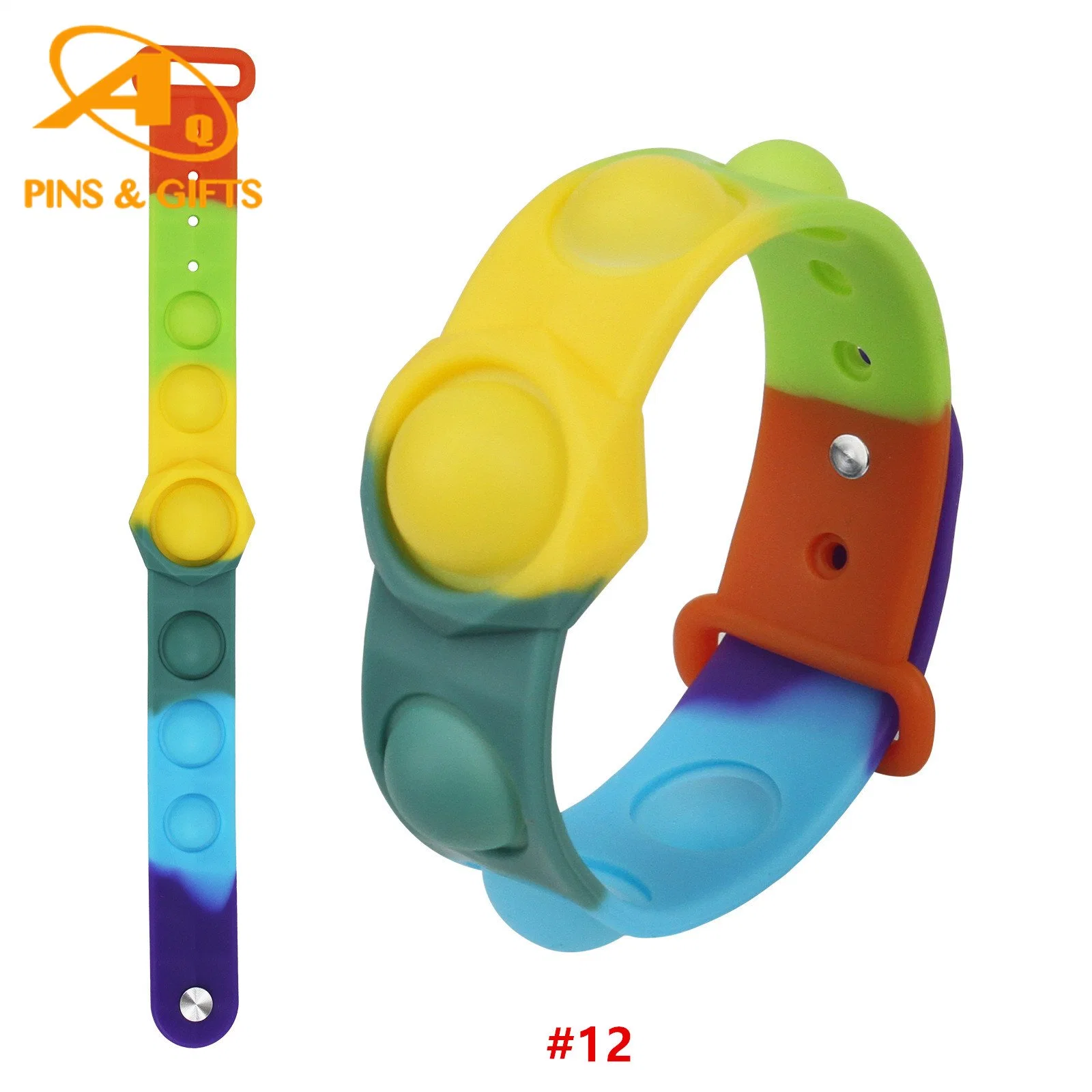 Factory Wholesale/Supplier Rubber Push Hand Stress Relief Toy Squeeze Logo Custom Silicone Plastic LED RFID Bracelet Sweat Santizer Pop It Wrist Band